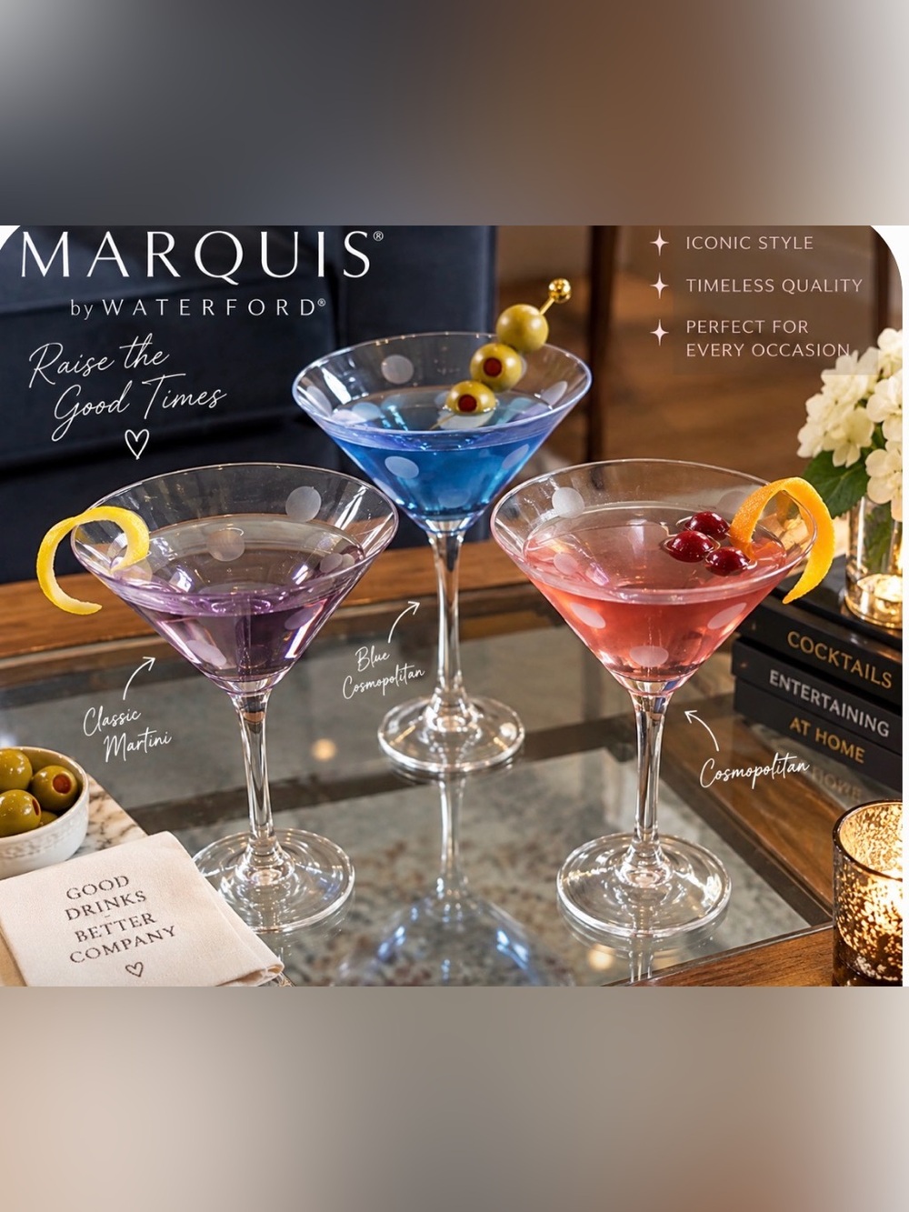 Marquis Waterford Martini Glasses (qty=3)